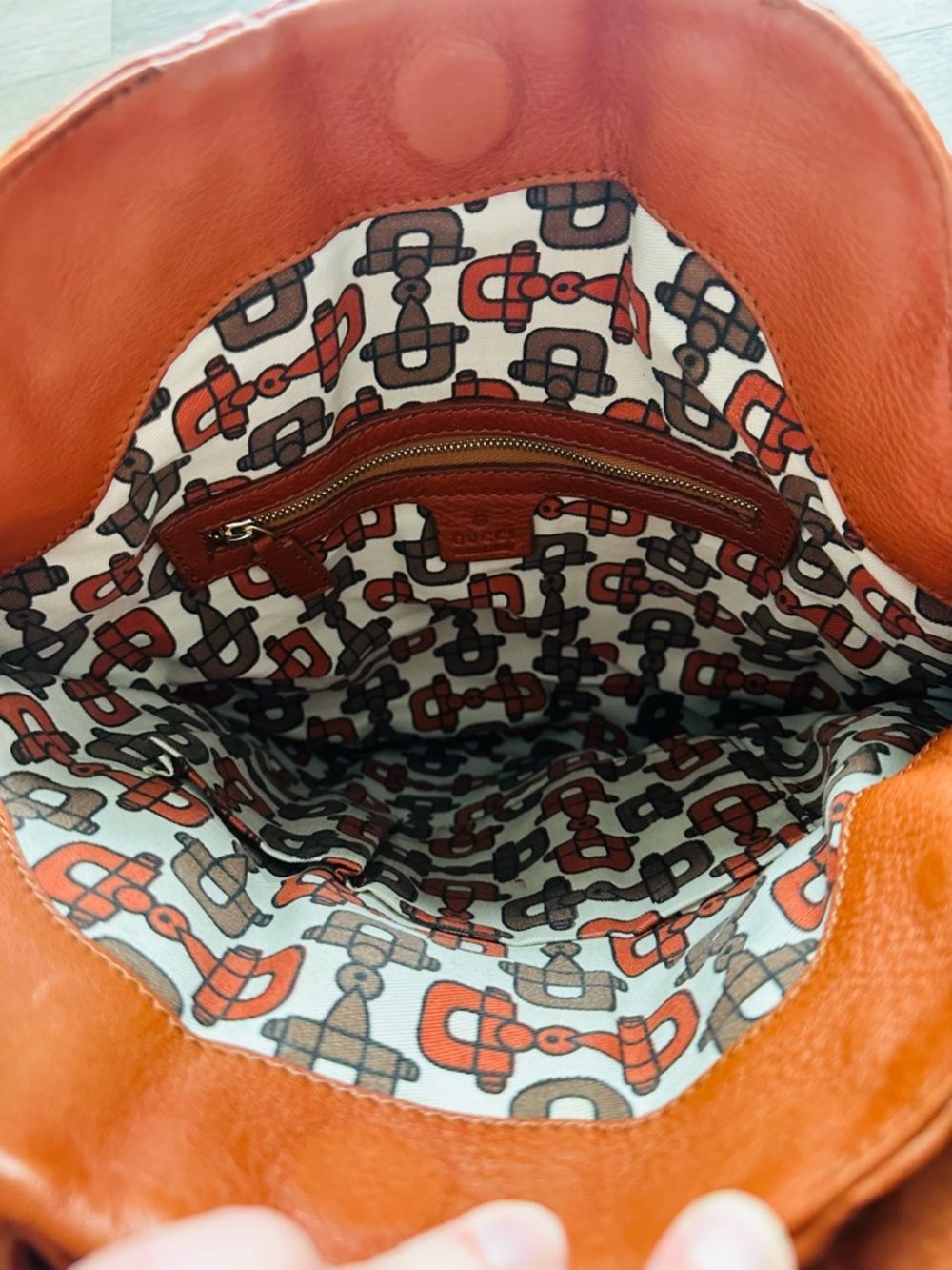 Gucci Burnt Orange GG Embossed Hobo Shoulder Bag with Gold Medallions - Picture 3 of 7